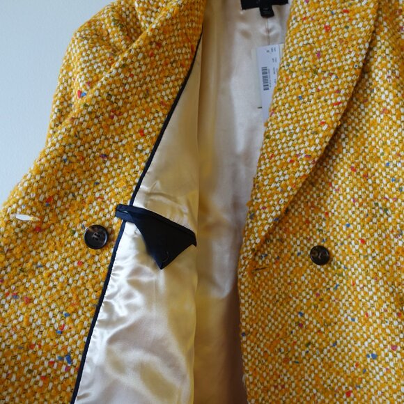 J.Crew Daphne yellow tweed coat Petite 0 0P - Picture 15 of 16